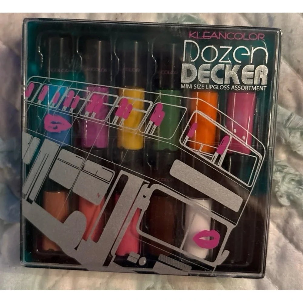 NEW KleanColor Dozen Decker Party Bus 12pc Mini Lip Gloss Gift Set